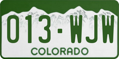 CO license plate 013WJW