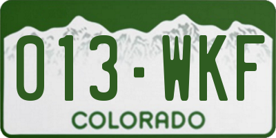 CO license plate 013WKF