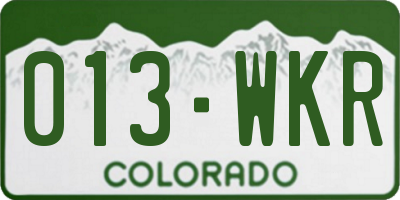 CO license plate 013WKR