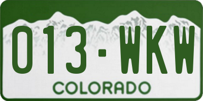 CO license plate 013WKW