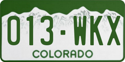 CO license plate 013WKX