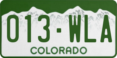 CO license plate 013WLA