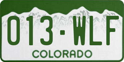 CO license plate 013WLF