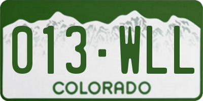 CO license plate 013WLL