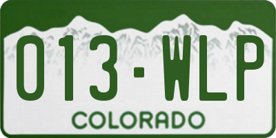 CO license plate 013WLP