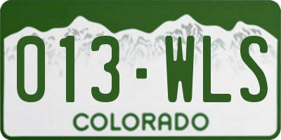 CO license plate 013WLS