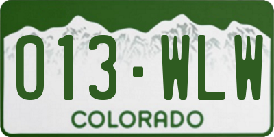 CO license plate 013WLW