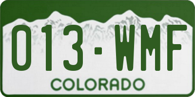 CO license plate 013WMF