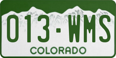 CO license plate 013WMS