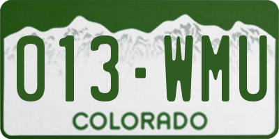 CO license plate 013WMU
