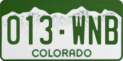 CO license plate 013WNB