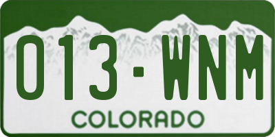 CO license plate 013WNM