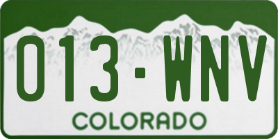 CO license plate 013WNV
