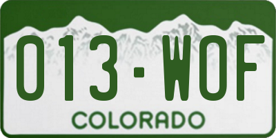CO license plate 013WOF
