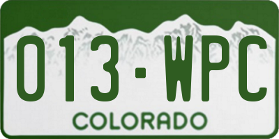CO license plate 013WPC