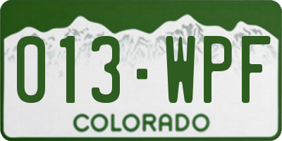 CO license plate 013WPF