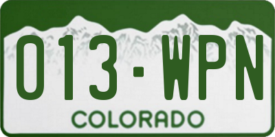 CO license plate 013WPN