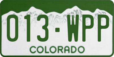 CO license plate 013WPP