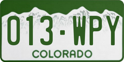 CO license plate 013WPY