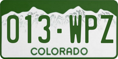 CO license plate 013WPZ