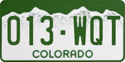 CO license plate 013WQT