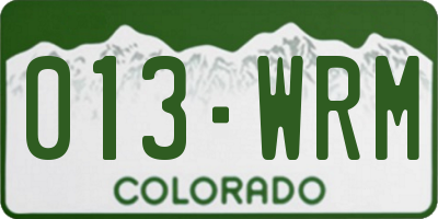 CO license plate 013WRM