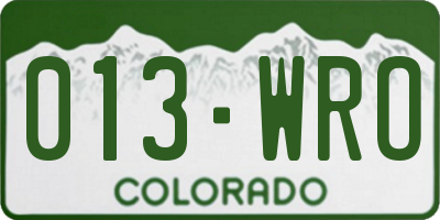 CO license plate 013WRO