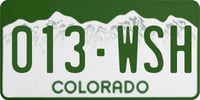 CO license plate 013WSH