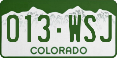 CO license plate 013WSJ