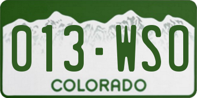 CO license plate 013WSO