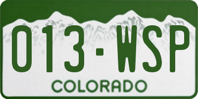 CO license plate 013WSP