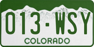 CO license plate 013WSY