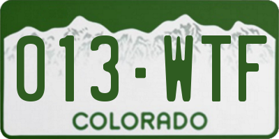 CO license plate 013WTF