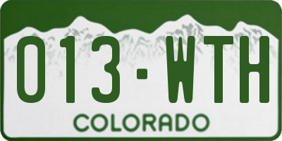 CO license plate 013WTH
