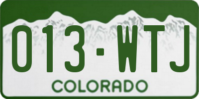 CO license plate 013WTJ