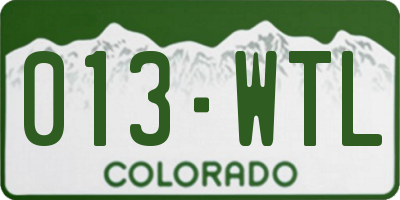 CO license plate 013WTL