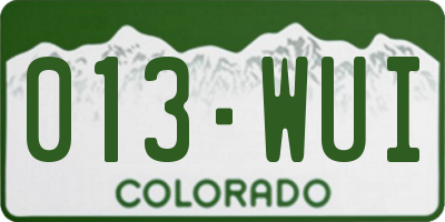 CO license plate 013WUI