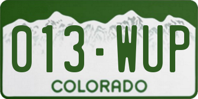 CO license plate 013WUP