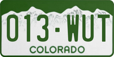 CO license plate 013WUT