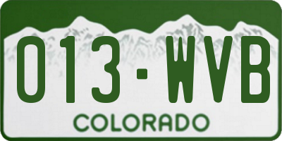 CO license plate 013WVB