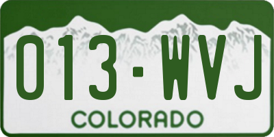 CO license plate 013WVJ