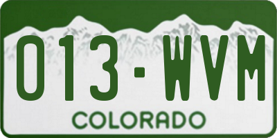 CO license plate 013WVM