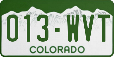 CO license plate 013WVT