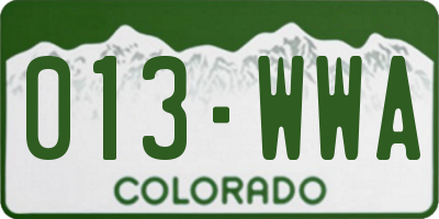 CO license plate 013WWA