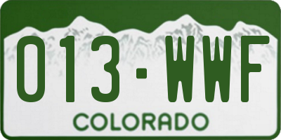 CO license plate 013WWF