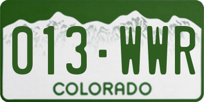 CO license plate 013WWR