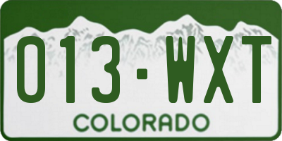 CO license plate 013WXT