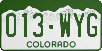 CO license plate 013WYG