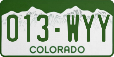 CO license plate 013WYY