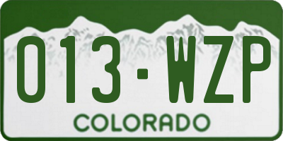 CO license plate 013WZP